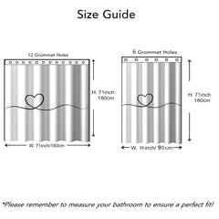 Waterproof Love Shower Curtain with 12 Hooks