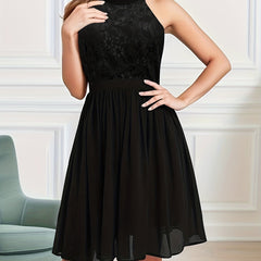 Lace Ruched Sleeveless Party Dress