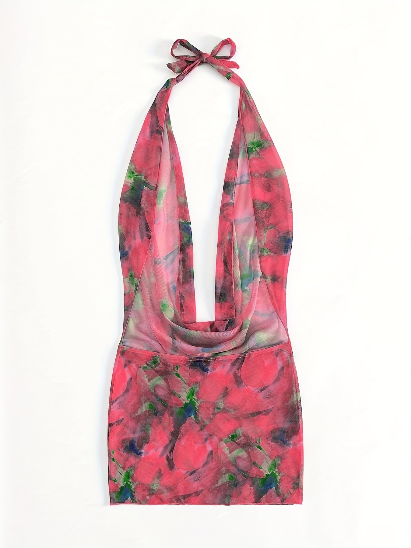 Tie Dye Cover Up Dress Halter Neck Beachwear Dress