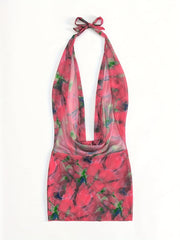 Tie Dye Cover Up Dress Halter Neck Beachwear Dress