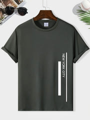 Men's Letters Round Neck Tee Short Sleeve Casual T Shirt