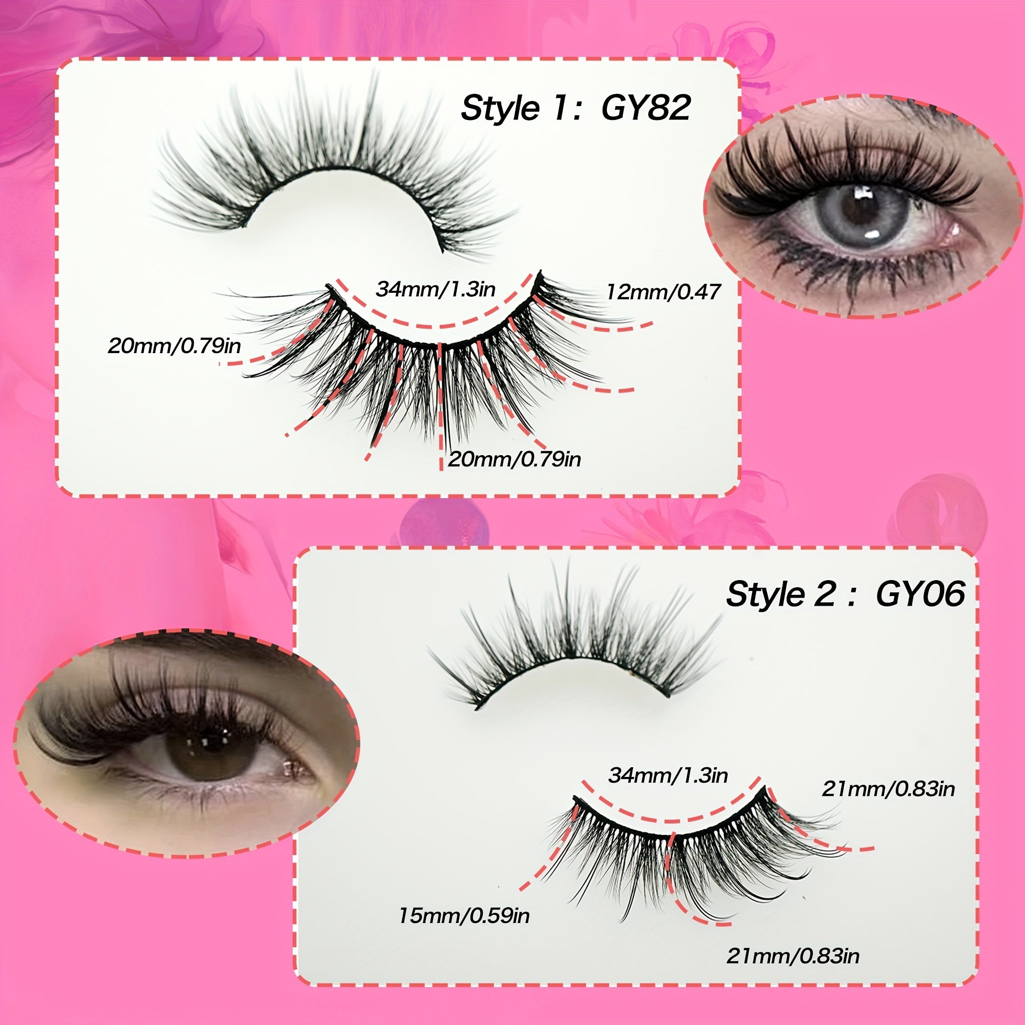 Faux Mink False Eyelashes Cat Eye Lashes 20mm
