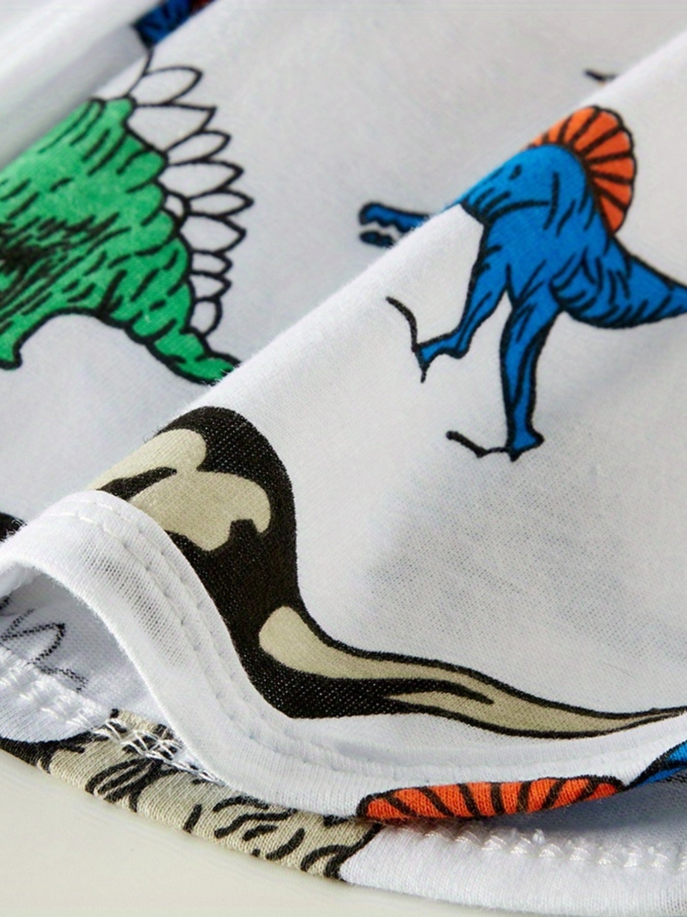 Boys Dino Print Pajamas Set Short Sleeve Top & Shorts