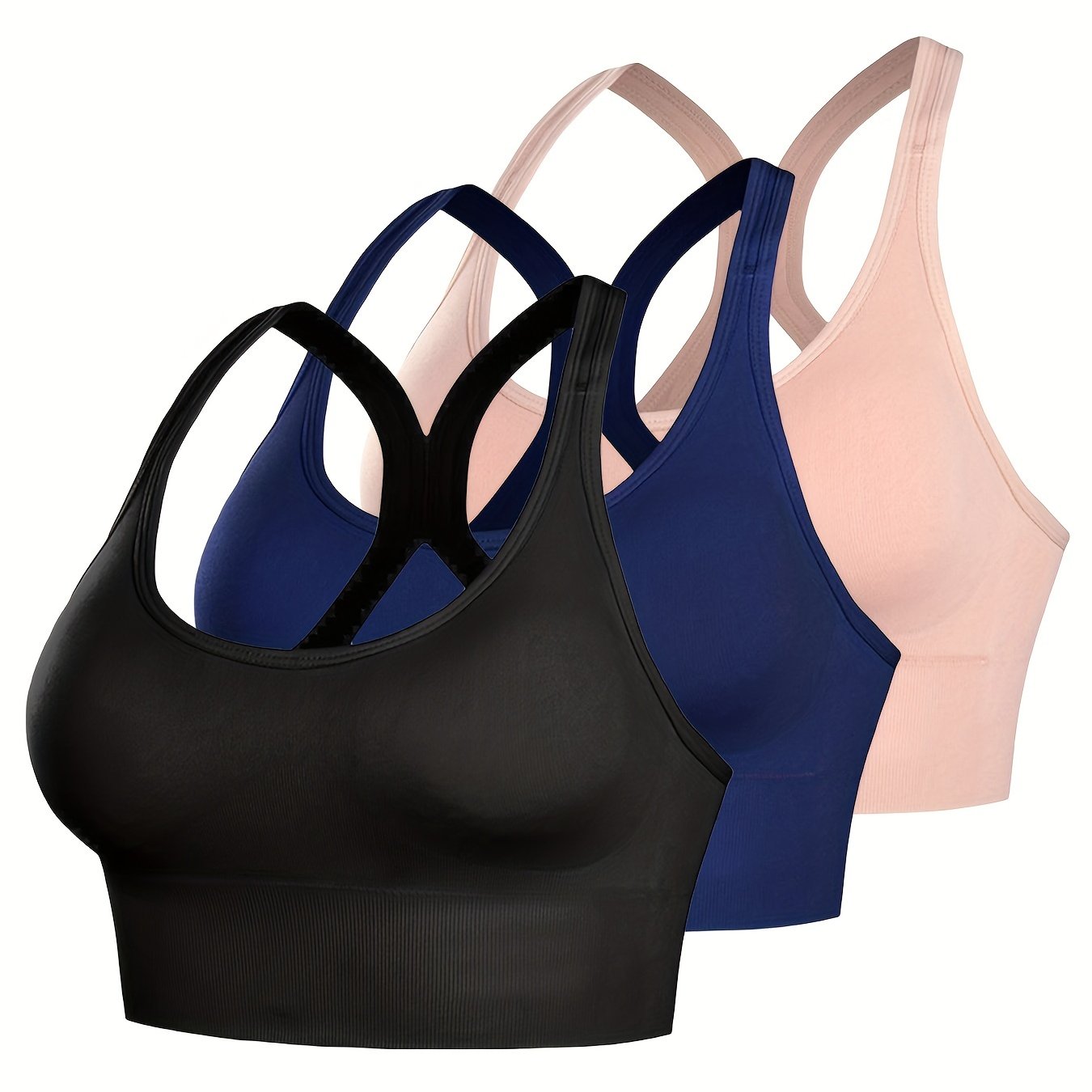 3pcs Wireless Push Up Sports Bras Comfy & Breathable