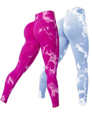 2pcs High Waist Tie Dye Yoga Shorts for Women
