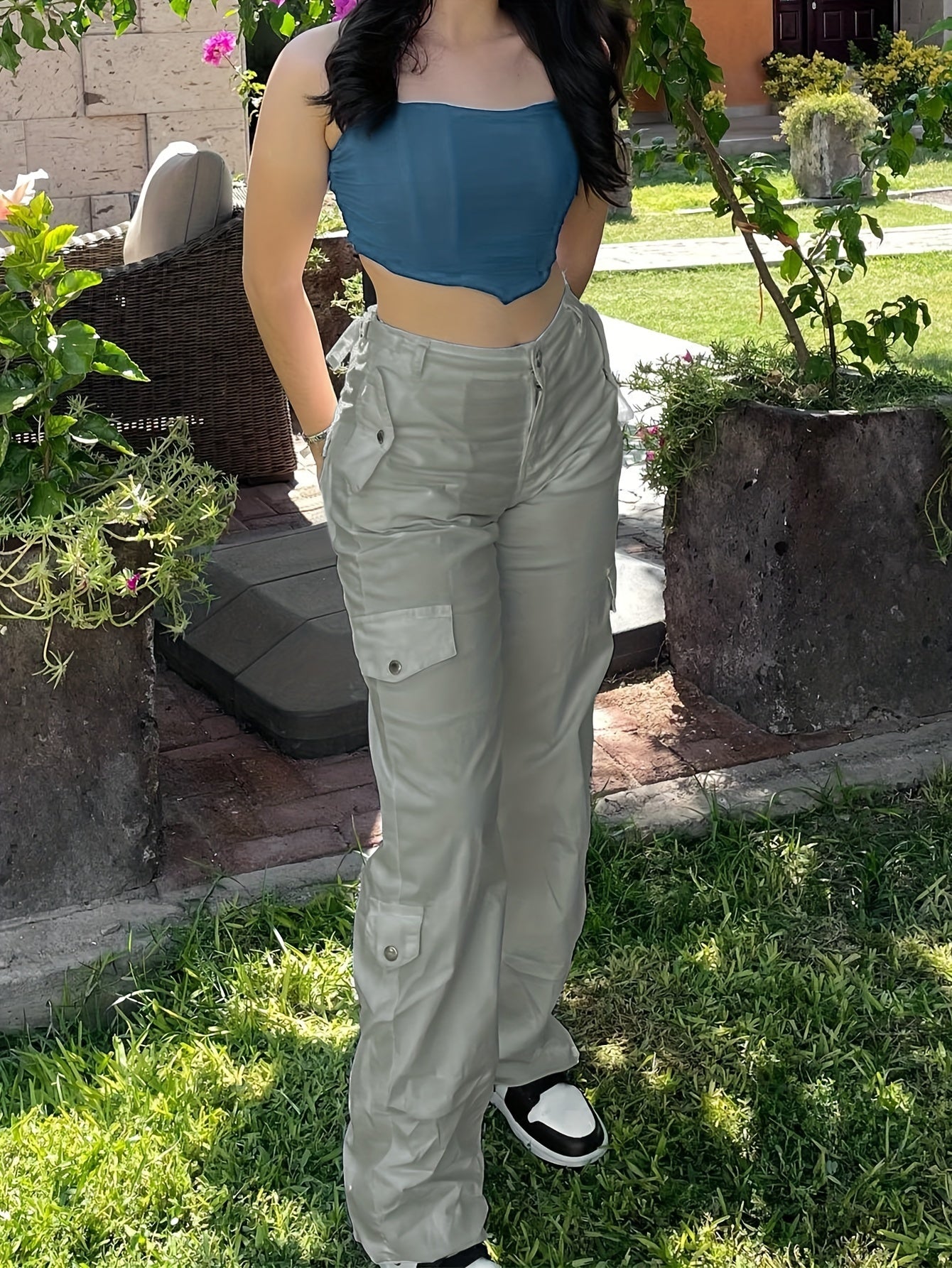Solid Straight Pants Stretch Sports Trouser Women's Activewear