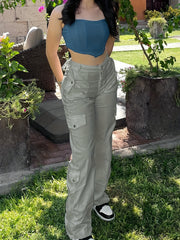 Solid Straight Pants Stretch Sports Trouser Women's Activewear