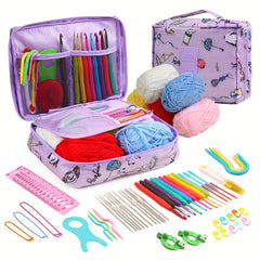 Cat Print Crochet Kit with Metal Hooks, Yarn, Scissors