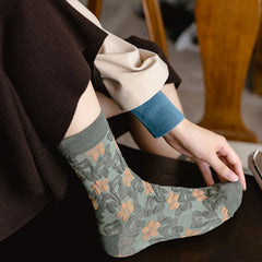 5 Pairs Floral Print Socks Women's Mid Tube Stockings