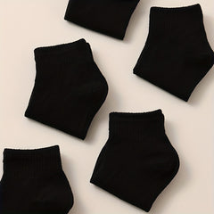 8 Pairs Solid Crew Socks Women's Stockings & Hosiery