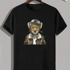 Leopard Print Men's Graphic T shirt Casual Comfy Tees For Summer
