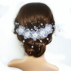 Red Floral Bridal Headpiece with Beaded Details for Weddings