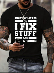 Men's Letter Print T-shirt Casual Crew Neck Tee Top
