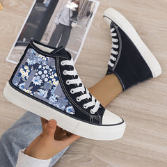 Girls High Top Floral Skate Shoes with Plush Lining