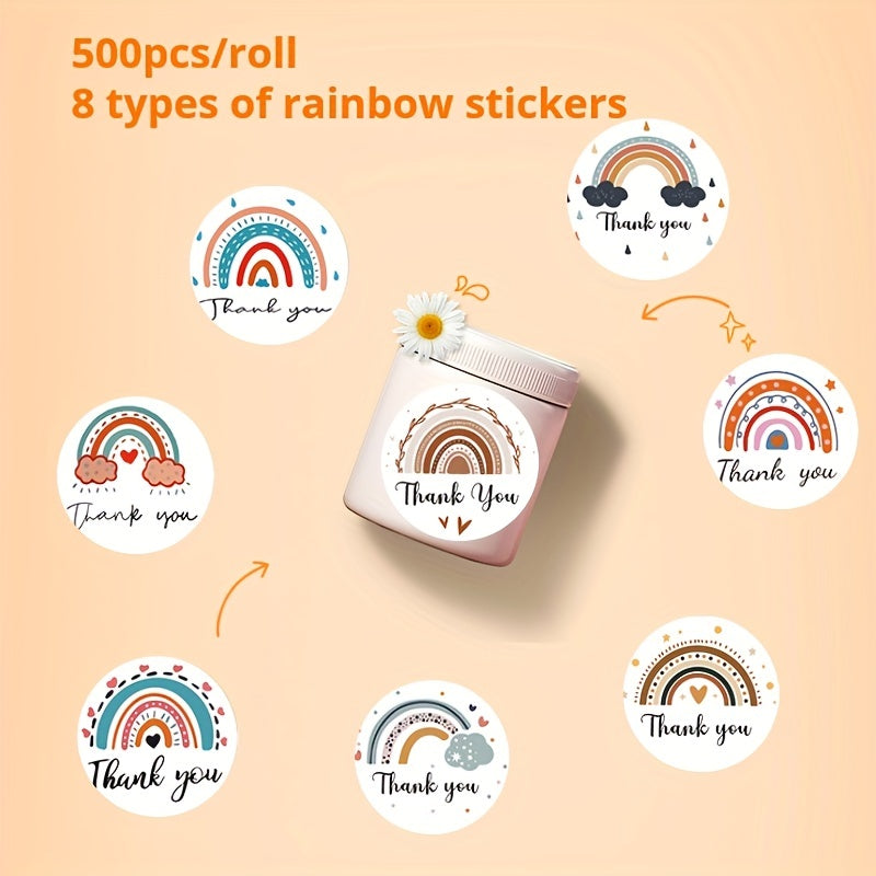 500 Sheets Cartoon Style Thank You Stickers for Holiday Decor