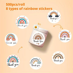 500 Sheets Cartoon Style Thank You Stickers for Holiday Decor