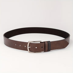 Men's Square Leather Circle Embossed Belt