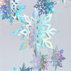 6pcs Christmas Hanging Snowflake Decorations - 3D Holographic Snowflake Decor