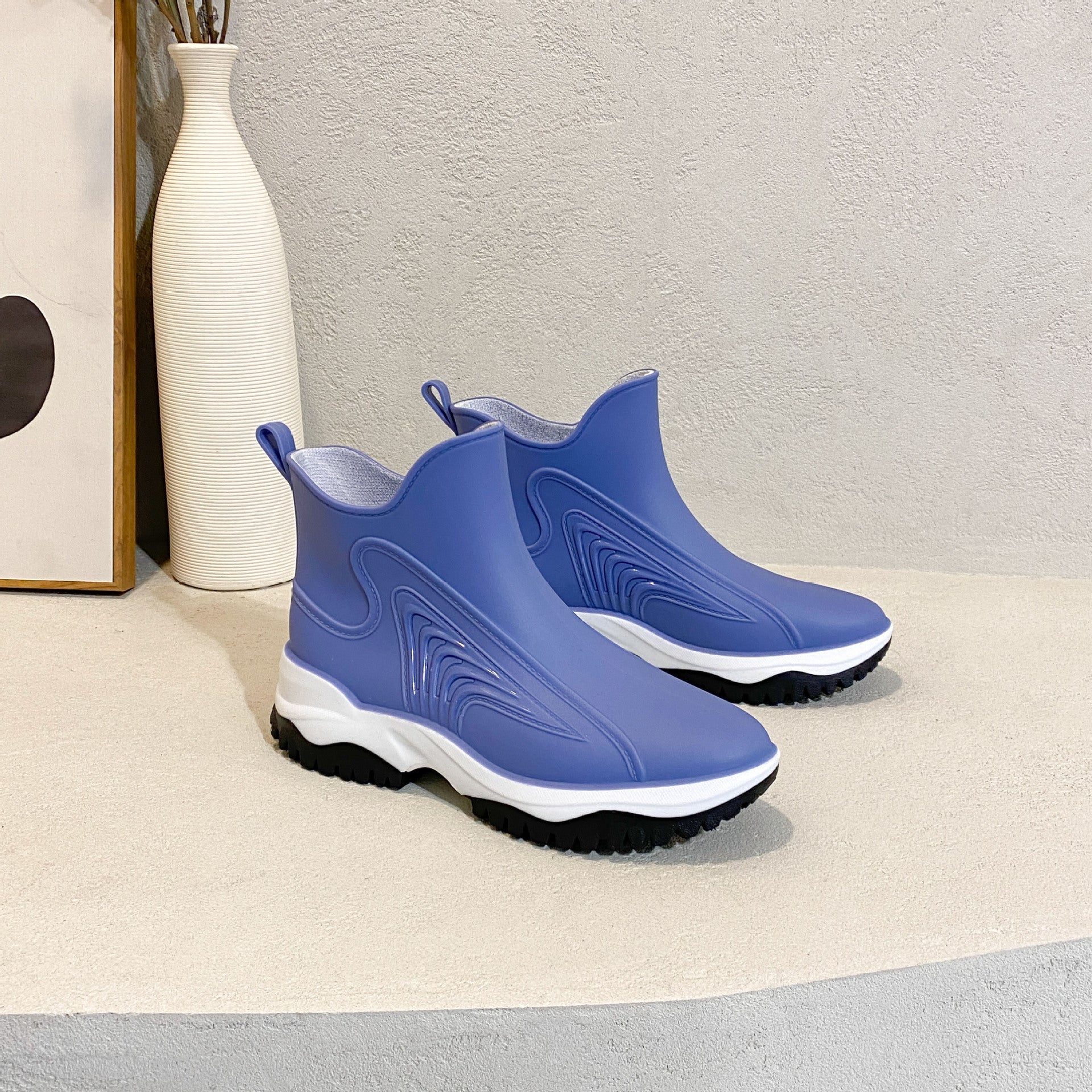 Women's Short Rain Boots Waterproof Slip On Shoes Non-slip Outdoor Work Shoes