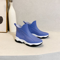 Women's Short Rain Boots Waterproof Slip On Shoes Non-slip Outdoor Work Shoes