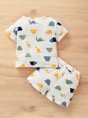 Baby Boys 2pcs Animal Pattern Short Sleeve Shorts Summer Set
