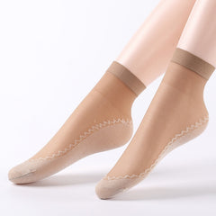 10 Pairs Lace Mesh Crew Socks Soft Semi Sheer Women's Stockings