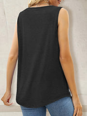 Ruched Tank Top Squared Neck Sleeveless Summer Top Women's Clothing
