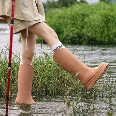 Solid Quick Drying Flat Rain Boots Waterproof Non Slip Thickened