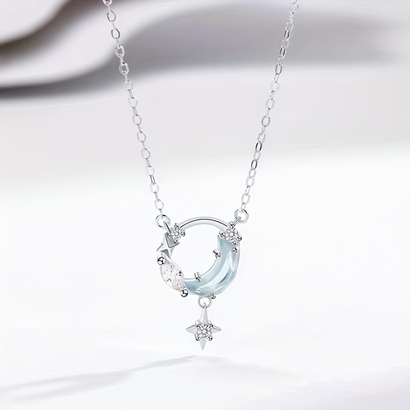 Rhinestone Initials Star Pendant Necklace for Women