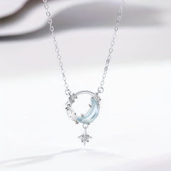 Rhinestone Initials Star Pendant Necklace for Women