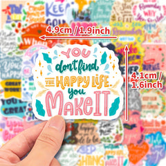 50 Waterproof Positive Stickers for Bottles - Motivational Decals