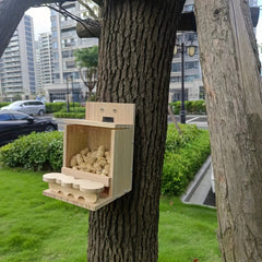 Wooden Squirrel House for Fall Garden Decor