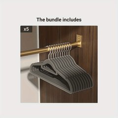 5pcs Velvet Clothes Hangers - Non-slip Design for Air Drying Wet