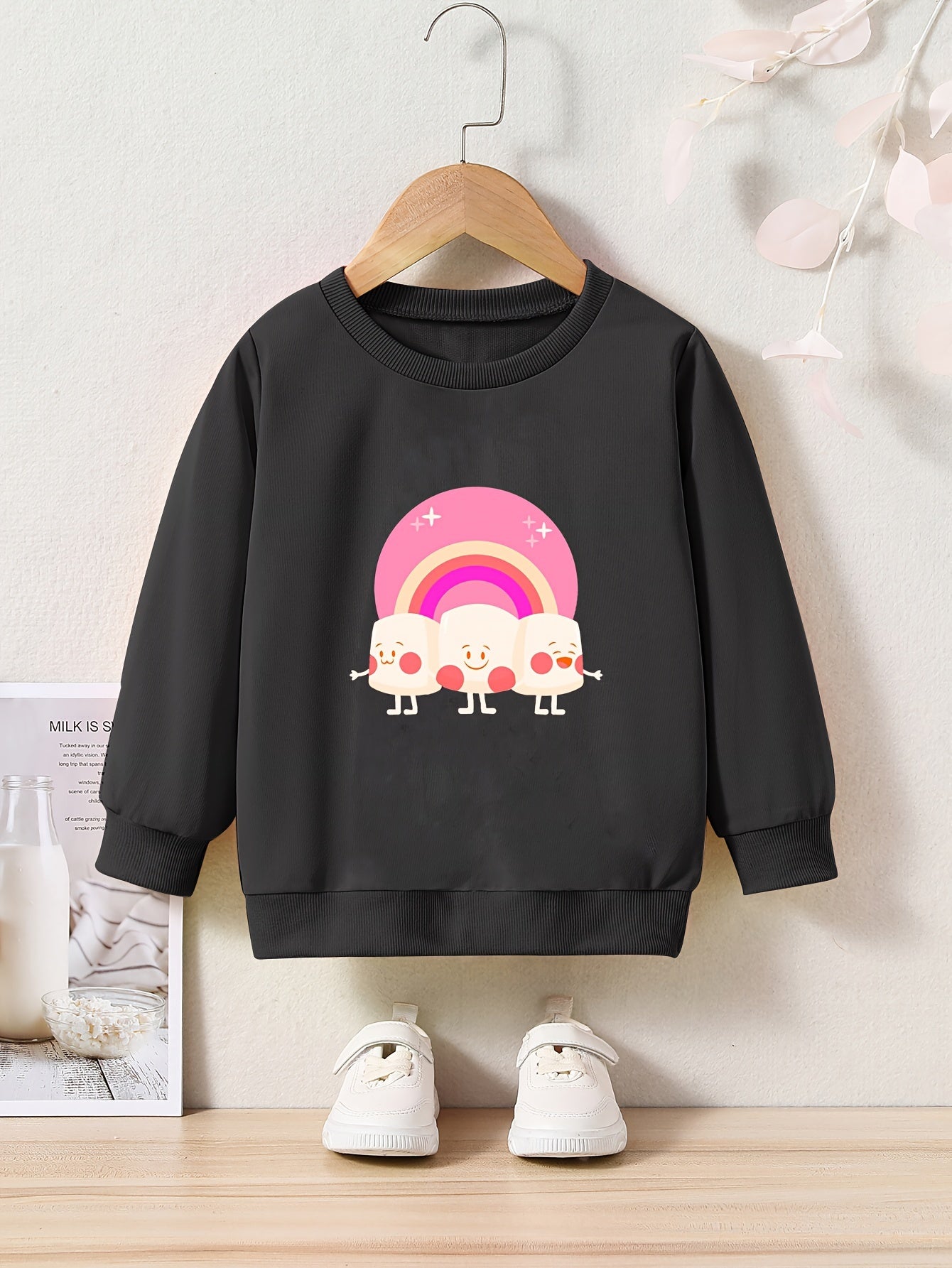 Cartoon Adorable Pattern Print Girls Casual Pullover Sweatshirt