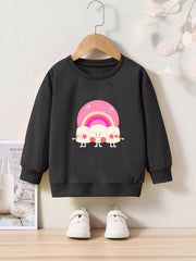 Cartoon Adorable Pattern Print Girls Casual Pullover Sweatshirt