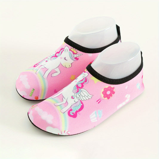 Girl's Pony Pattern Water Shoes Quick Dry Non Slip Soft Beach Aqua Socks