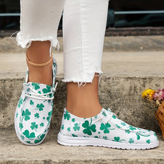 Women's Clover Printed Canvas Shoes St Patrick's Loafers