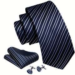 Barry Wang Men's Narrow Diagonal Stripe Tie Set
