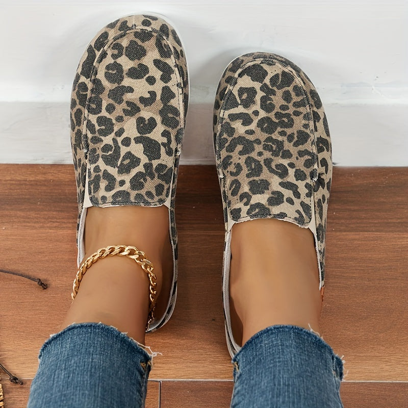 Leopard Print Mule Sneakers Slip On Outdoor Shoes Lightweight Walking