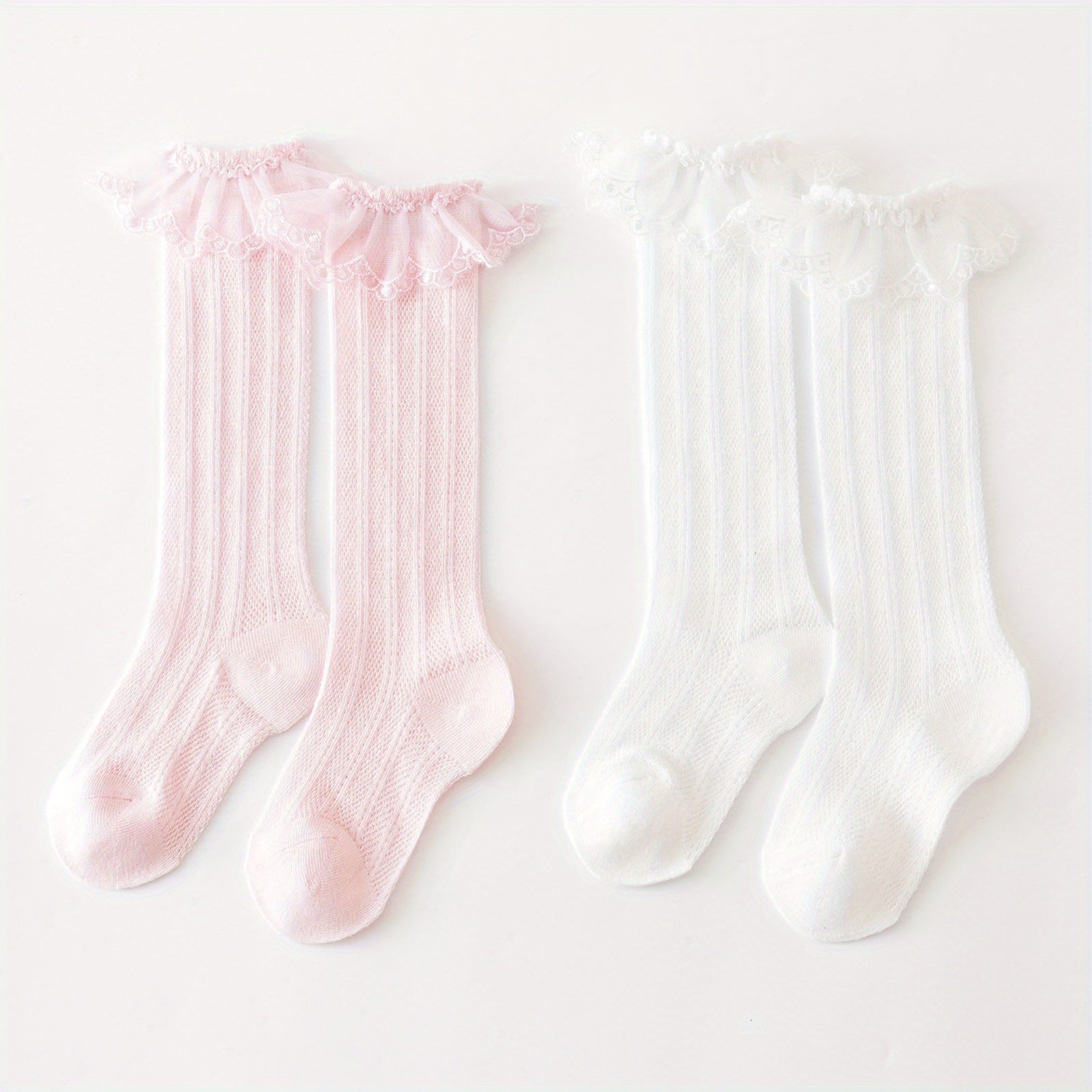 Toddler Girls Lace Trim Princess Over the Calf Socks