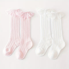 Toddler Girls Lace Trim Princess Over the Calf Socks