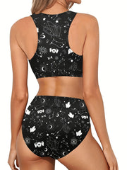 Plus Starry Sky Print Tank Bra & Panty Swimsuit Set