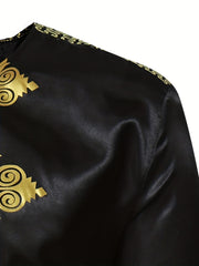 Men's African Dashiki Shirt Long Sleeve Crew Neck Print