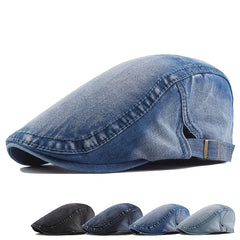Men's Denim Newsboy Cap Casual Cabbie Beret