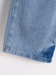 Girls High Waist Jeans Casual Straight Leg Denim Pants