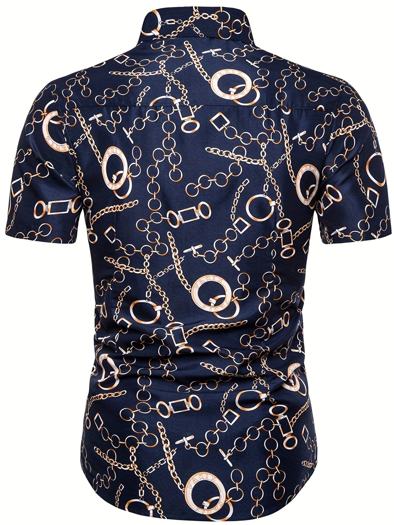 Casual Chain Pattern Short Sleeve Shirt Men s Hawaiian Shirt