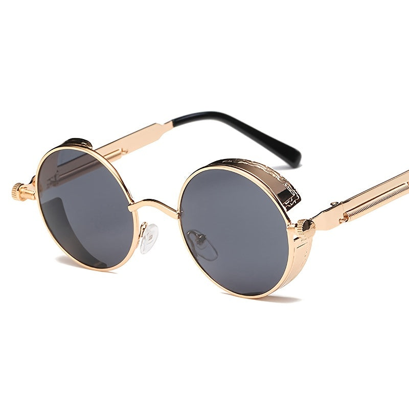 Steampunk Tinted Sunglasses Spring Temple Metal Glasses UV400