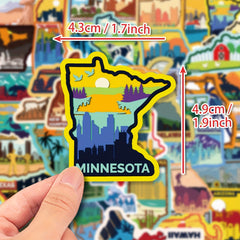 50pcs USA Map Stickers Waterproof for Laptop Water Bottle Phone Skateboard