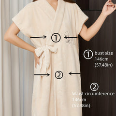 Coral Fleece Bathrobe with Rabbit Ear Embroidery for Home and Bathroom