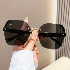 Polygonal Rimless Sunglasses UV400 Gradient Glasses